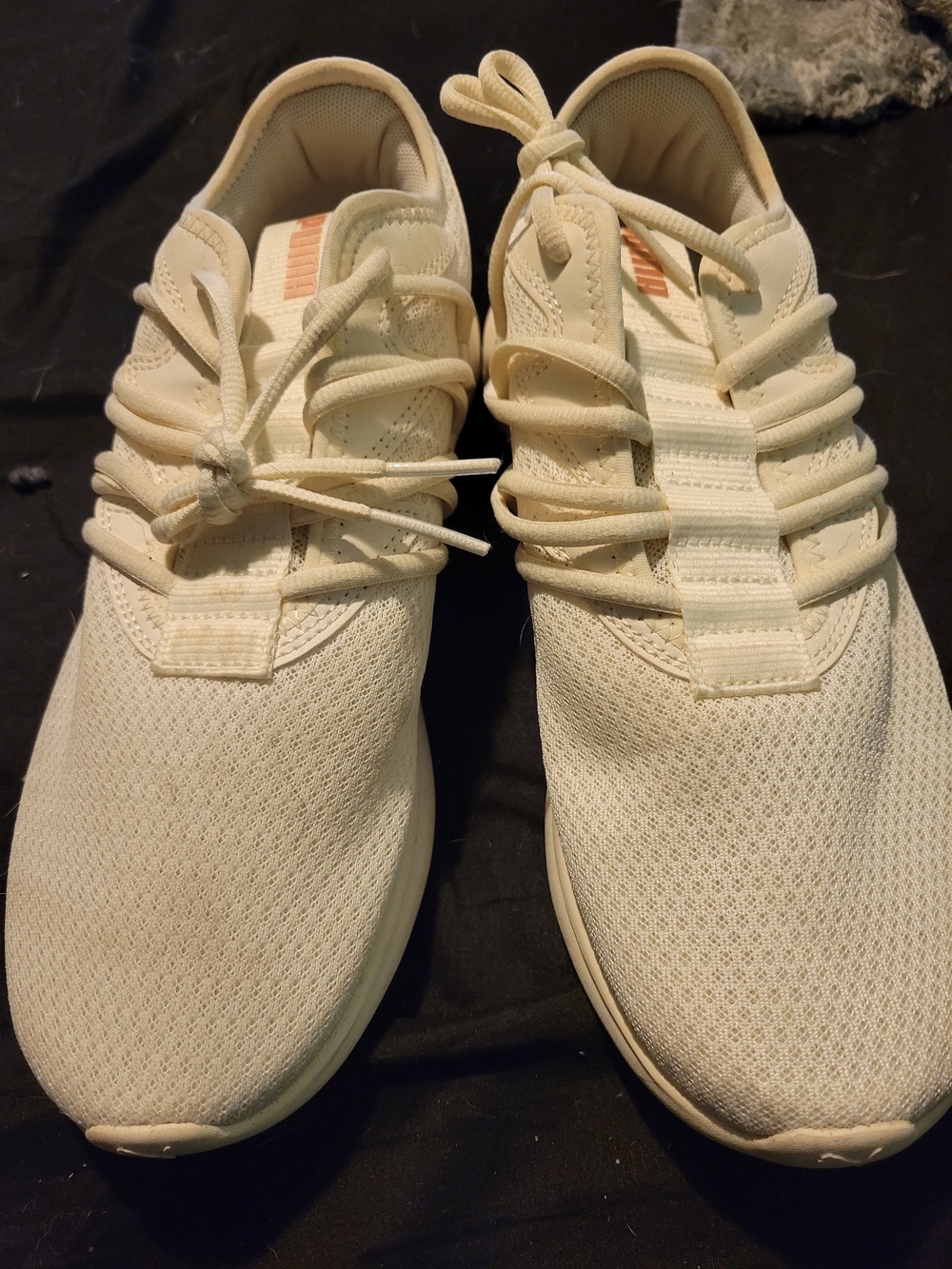 Puma Cream Knit Lace-Up Sneakers